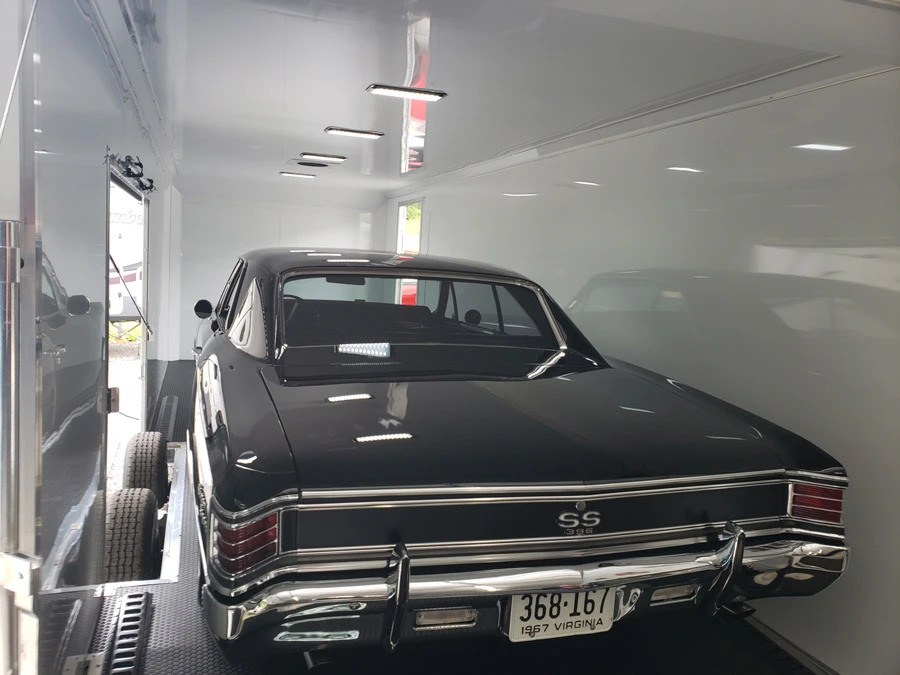 Classic car prepared for enclosed transport